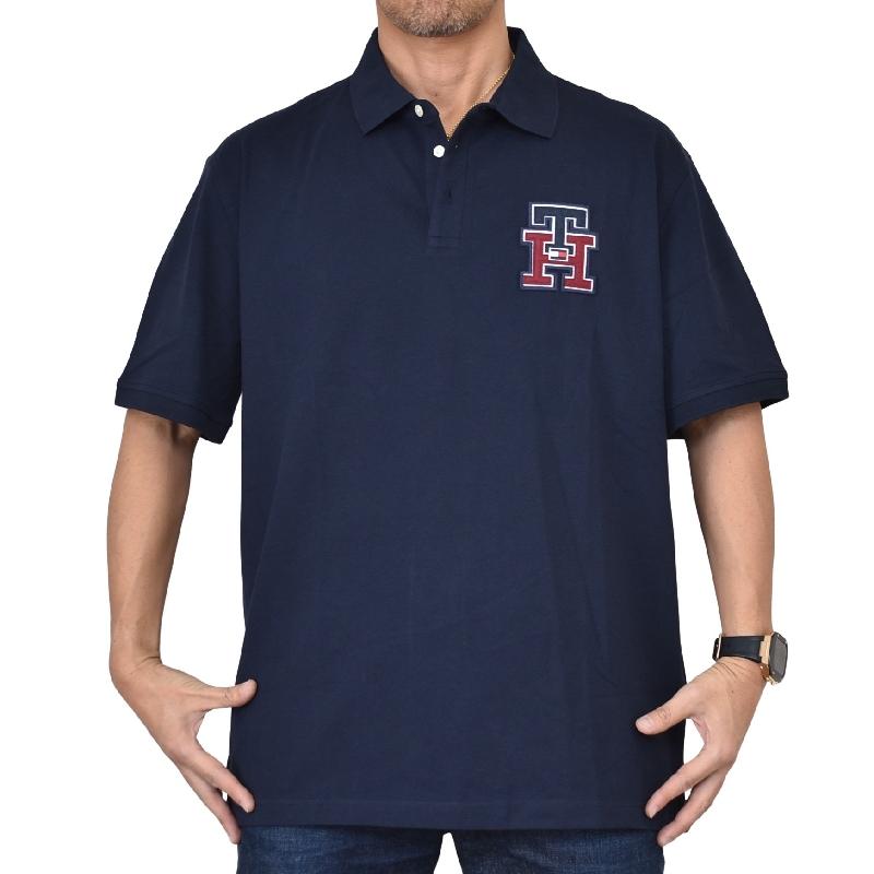 大きいサイズメンズ トミーヒルフィガー TOMMY HILFIGER 鹿の子 半袖 ポロシャツ バーシティ パッチ モノグラム ロゴ ワンポイント刺繍 Varsity Patch Polo XXL | TOMMY HILFIGER | 01