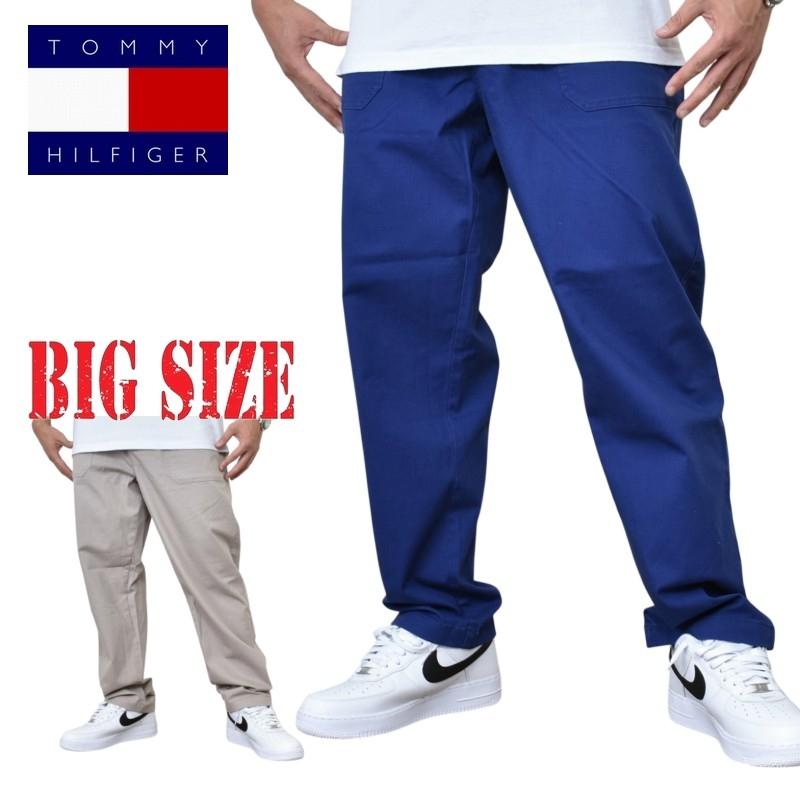 大きいサイズメンズ TOMMY HILFIGER トミーヒルフィガー Utility Pant ヘリンボーン ユーティリティパンツ イージーパンツ ブルー ベージュ ゴルフウエア XL XXL | TOMMY HILFIGER