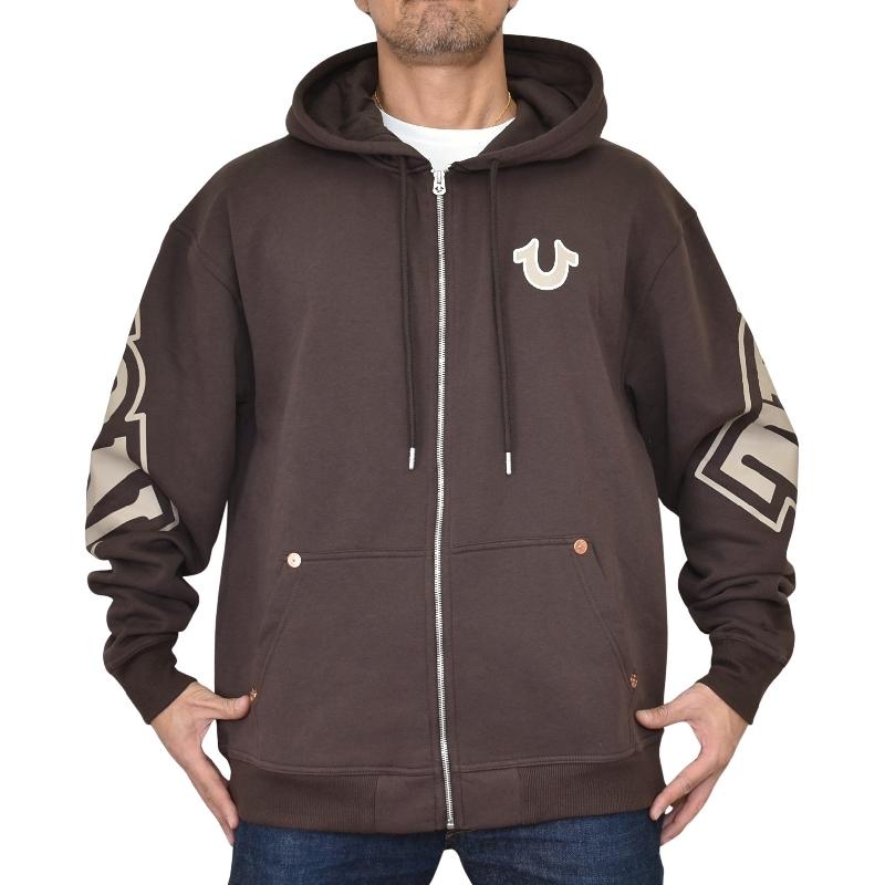 大きいサイズ メンズ TRUE RELIGION トゥルーレリジョン OVERT ARCHED LOGO ZIP HOODIE フルジップ フーディー スウェット パーカー XXL XXXL | TRUE RELIGION | 01