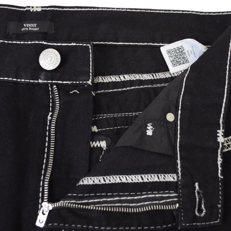 大きいサイズ メンズ TRUE RELIGION トゥルーレリジョン VINNY SUPER T FLATLOCK ULTRA BAGGY JEAN 34 ブラックデニムパンツ ジーンズ ストリート 40インチ | TRUE RELIGION | 03