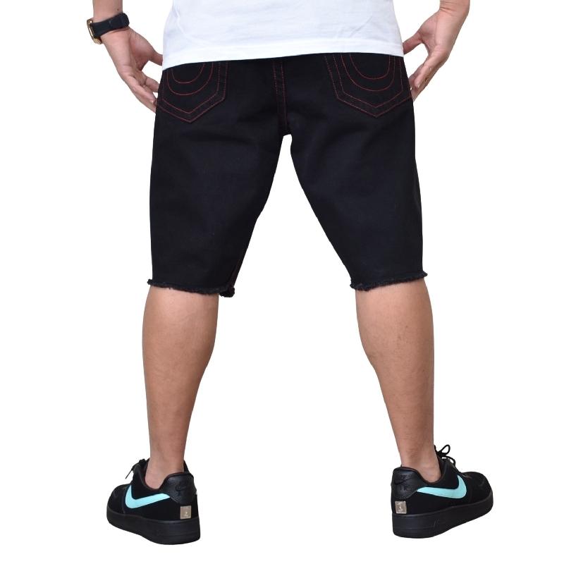 大きいサイズ メンズ トゥルーレリジョン TRUE RELIGION ブラックデニムショーツ ハーフパンツ RICKY FRAYED FLAP SHORT 40インチ | TRUE RELIGION | 02