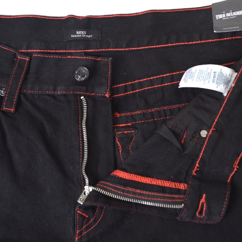 大きいサイズ メンズ トゥルーレリジョン TRUE RELIGION ブラックデニムショーツ ハーフパンツ RICKY FRAYED FLAP SHORT 40インチ | TRUE RELIGION | 03