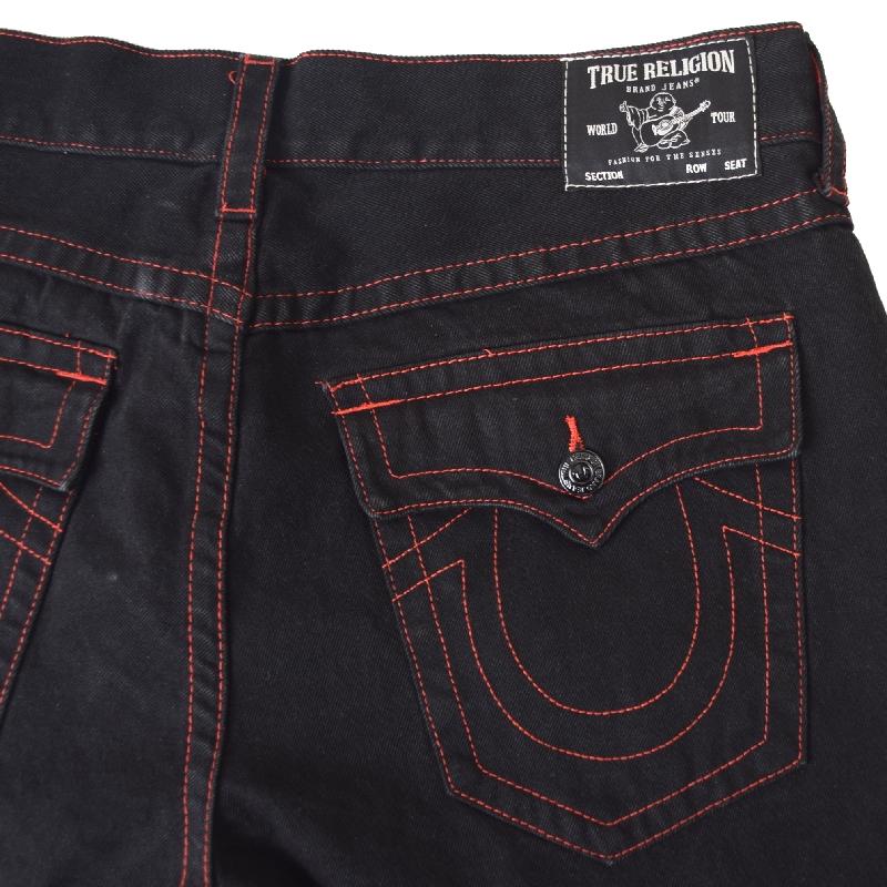 大きいサイズ メンズ トゥルーレリジョン TRUE RELIGION ブラックデニムショーツ ハーフパンツ RICKY FRAYED FLAP SHORT 40インチ | TRUE RELIGION | 05