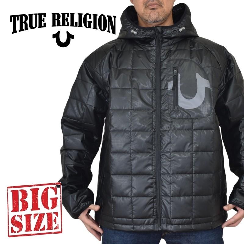 大きいサイズ メンズ TRUE RELIGION トゥルーレリジョン GEO QUILTED HOODED PUFFER JACKET フード キルティング 中綿ジャケット XXL XXXL | TRUE RELIGION