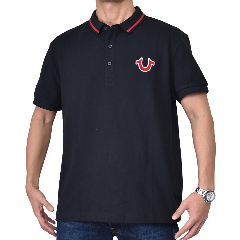 大きいサイズ メンズ TRUE RELIGION トゥルーレリジョン logo polo shirt ワンポイント ロゴ 鹿の子半袖ポロシャツ XL XXXL | TRUE RELIGION | 01