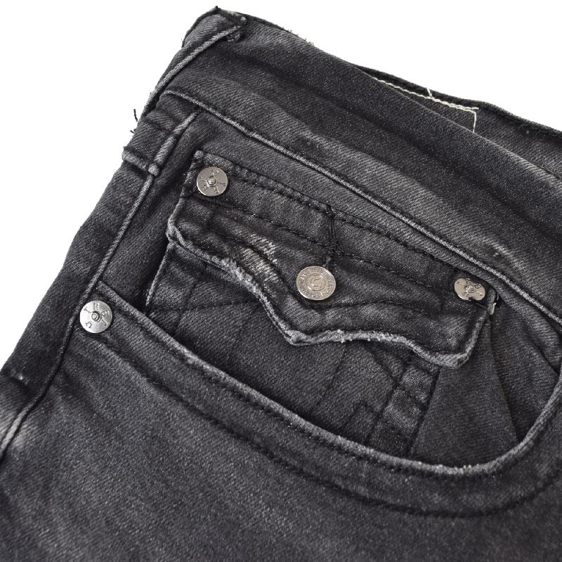 大きいサイズ メンズ TRUE RELIGION トゥルーレリジョン 34 ブラックデニムパンツ ジーンズ ペイズリー アップリケ パッチ 黒 リラックスストレート 42インチ | TRUE RELIGION | 04