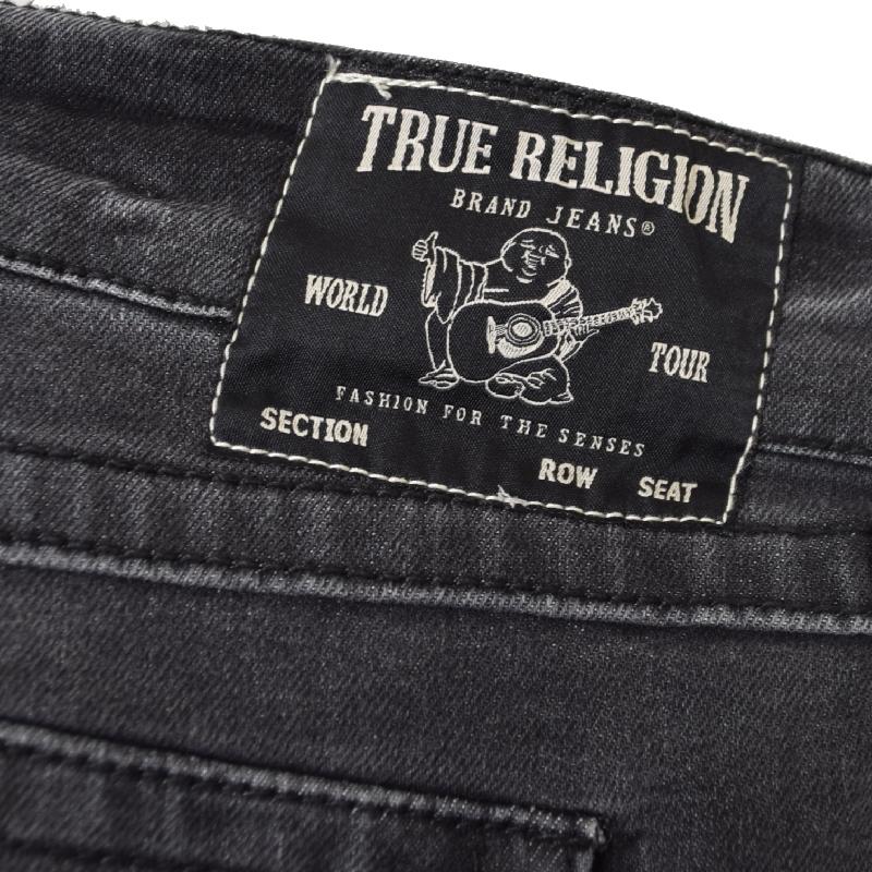 大きいサイズ メンズ TRUE RELIGION トゥルーレリジョン 34 ブラックデニムパンツ ジーンズ ペイズリー アップリケ パッチ 黒 リラックスストレート 42インチ | TRUE RELIGION | 05