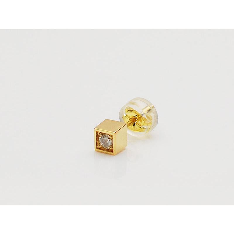【在庫あり即納/送料無料】GARDEL（ガーデル）CUBE PIERCE 片耳ピアス　メンズ　レディース　ゴールド　GDE-094 K18YG