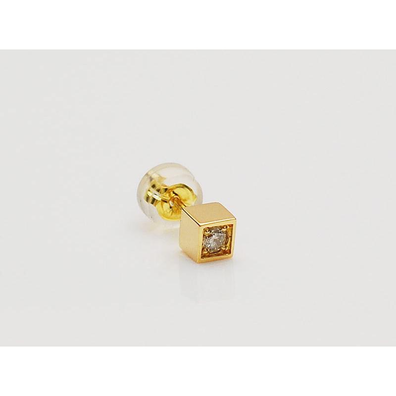 【在庫あり即納/送料無料】GARDEL（ガーデル）CUBE PIERCE 片耳ピアス　メンズ　レディース　ゴールド　GDE-094 K18YG_1