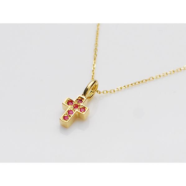 【在庫あり即納/送料無料】GARDEL（ガーデル）FAIRY CROSS NECKLACE/K18YG  GDP-047/RUBY  ゴールド  ルビーの画像