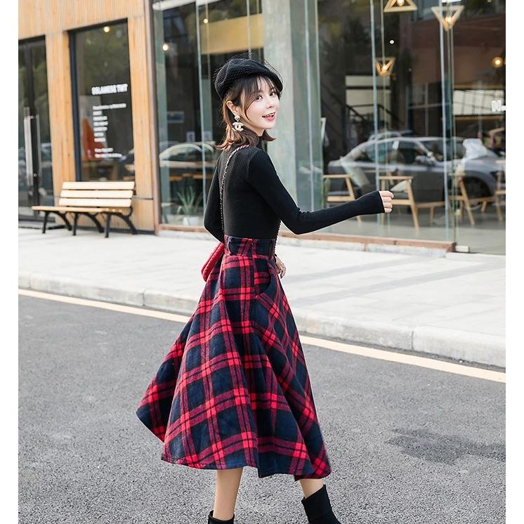 スカート ロングスカート レディース チェック柄 ミモレ丈 膝丈マキシ