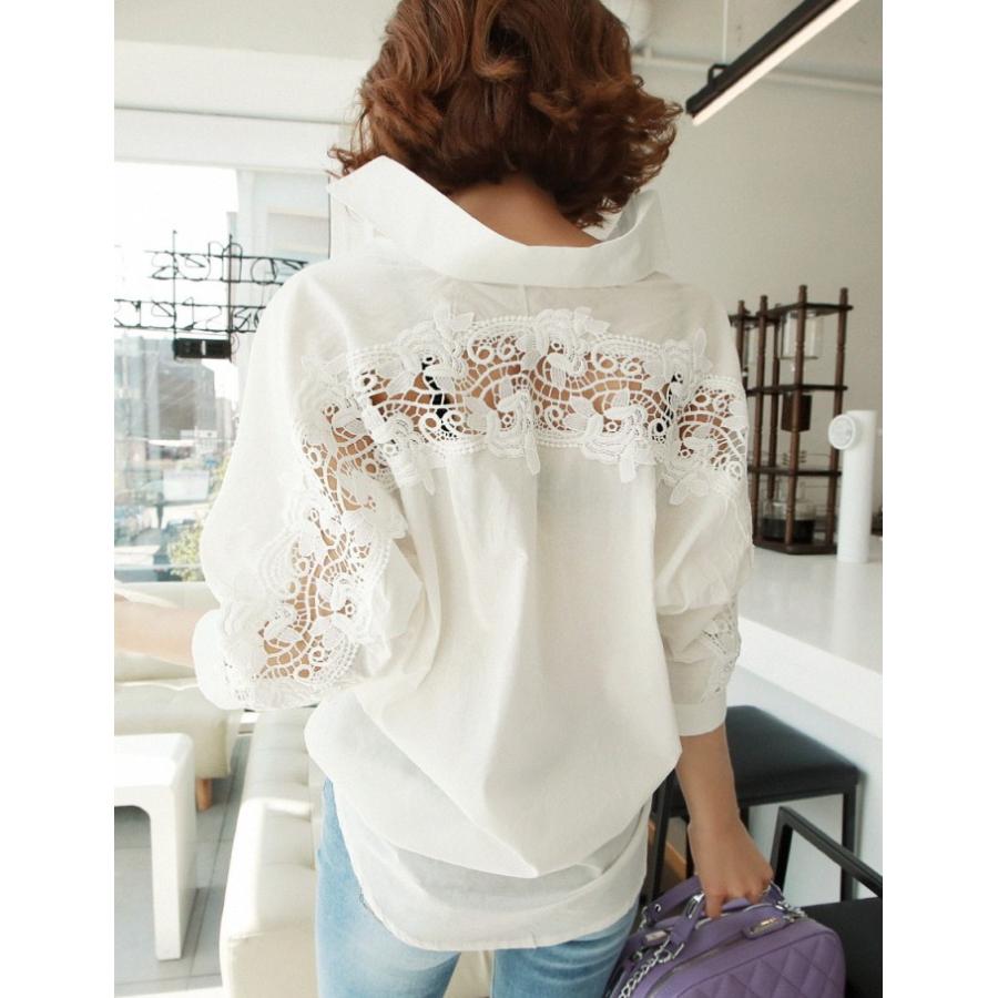 Tシャツ Tシャツ シャツ ブラウス レース バックレース 背中魅せ 透け感 セクシー 白 限定セール ホワイト レディース 肌魅せ 七分袖 割引5 トップス