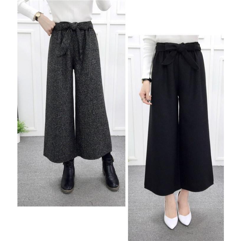 ワイドパンツ レディース ツイード ガウチョパンツ 体型カバー