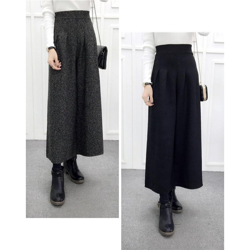 ワイドパンツ レディース ツイード ガウチョパンツ 体型カバー