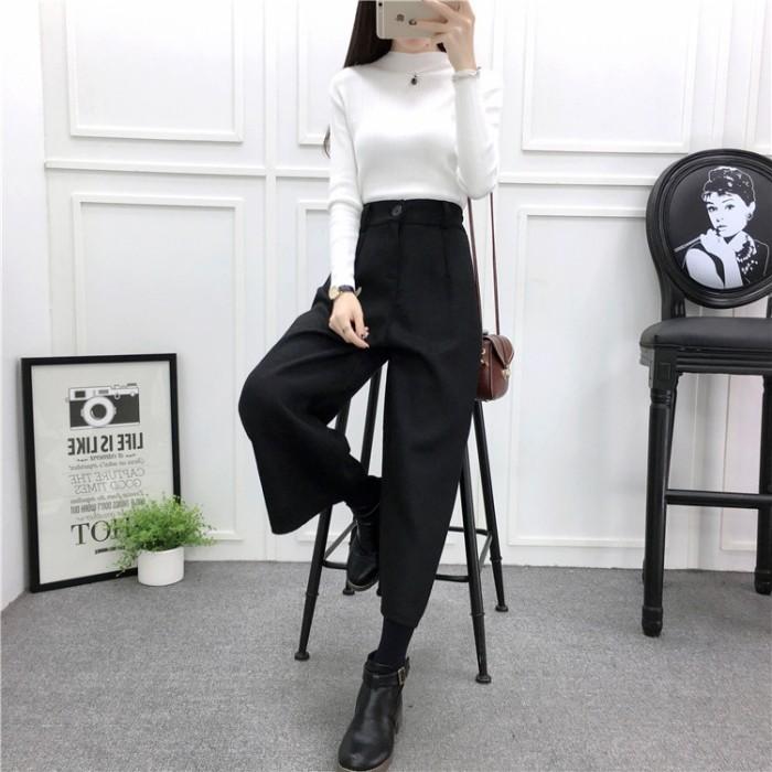 ワイドパンツ レディース ツイード ガウチョパンツ 体型カバー