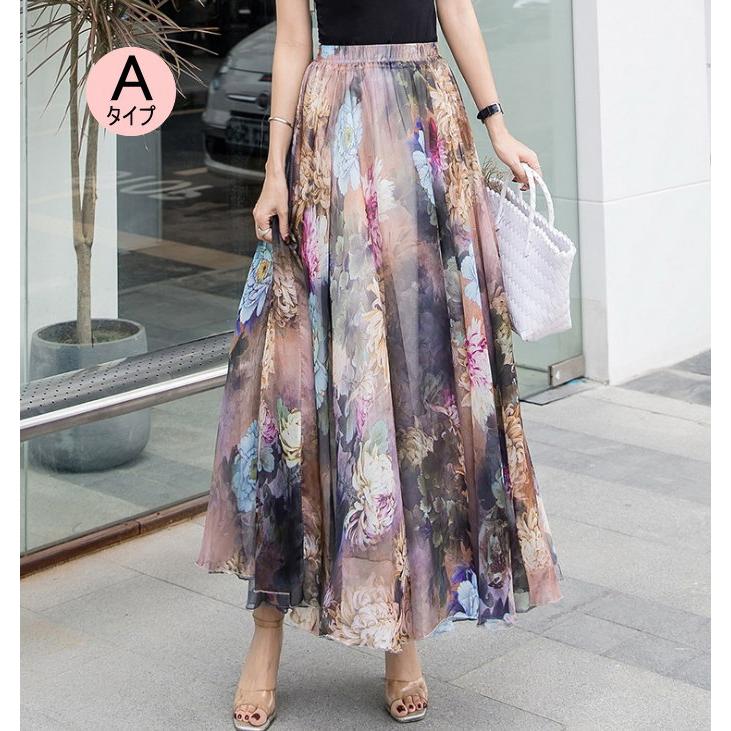ロングスカート 花柄 マキシ丈スカート フレアスカート ロング