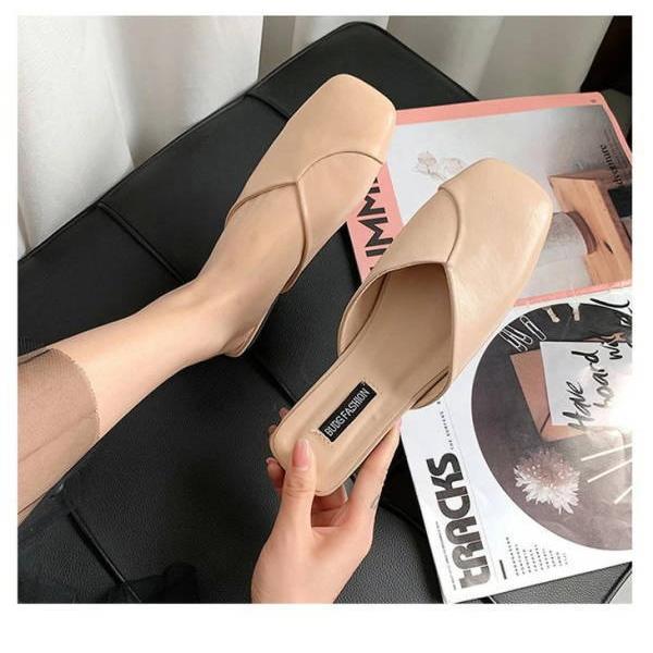 スクエアトゥ ミュールサンダル レディース ローヒール ぺたんこ フラット オフィスサンダル つっかけ スリッパ  カジュアル 歩きやすい |  | 03