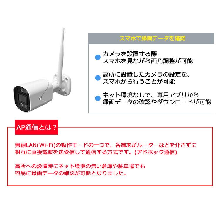 防犯カメラ 屋外 家庭用 小型カメラ 監視カメラ wifi 工事不要 SDカード 800万画素 APモード |  | 09