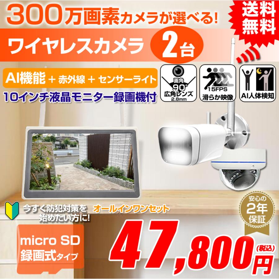ワイヤレス防犯カメラ2台セット＋128GBメモリーカード付き ワイヤレス防犯カメラ2台セット＋128GBメモリーカード付き
