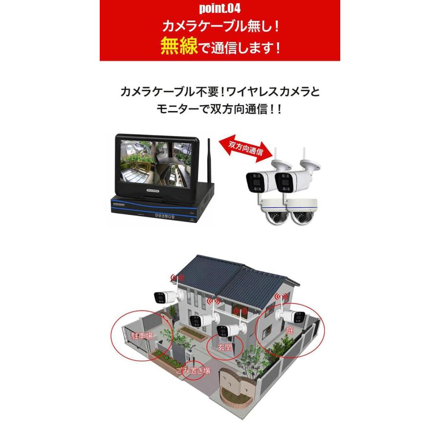 防犯カメラ 屋外 家庭用 ワイヤレス セット wifi 工事不要 300万画素
