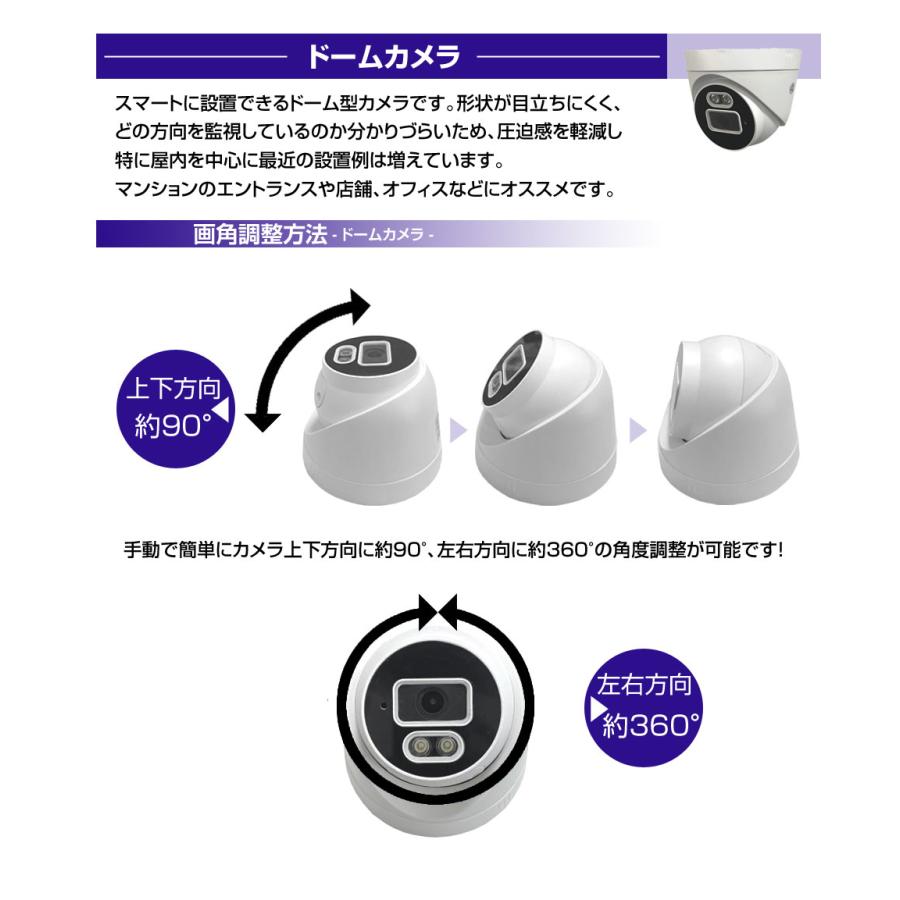 防犯カメラ 屋外 屋内 監視カメラ 録画機 HDD セット カメラ 6台 モニター付 400万画素 AI POE 給電 電源不要 家庭用 業務用の画像