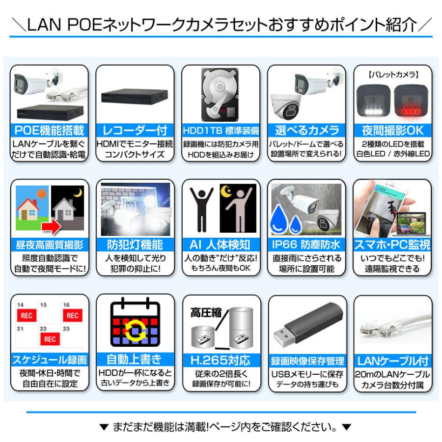 防犯カメラ 500万画素 監視カメラ PoE給電 3台セット 屋外 屋内 防犯カメラ セット HDD搭載済 LANケーブル1本でOK / NVRSET-KD500P-003_2