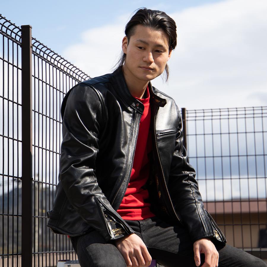 DEGNER デグナー 金襴レザージャケット 羊革 雲龍 21SJ-14K