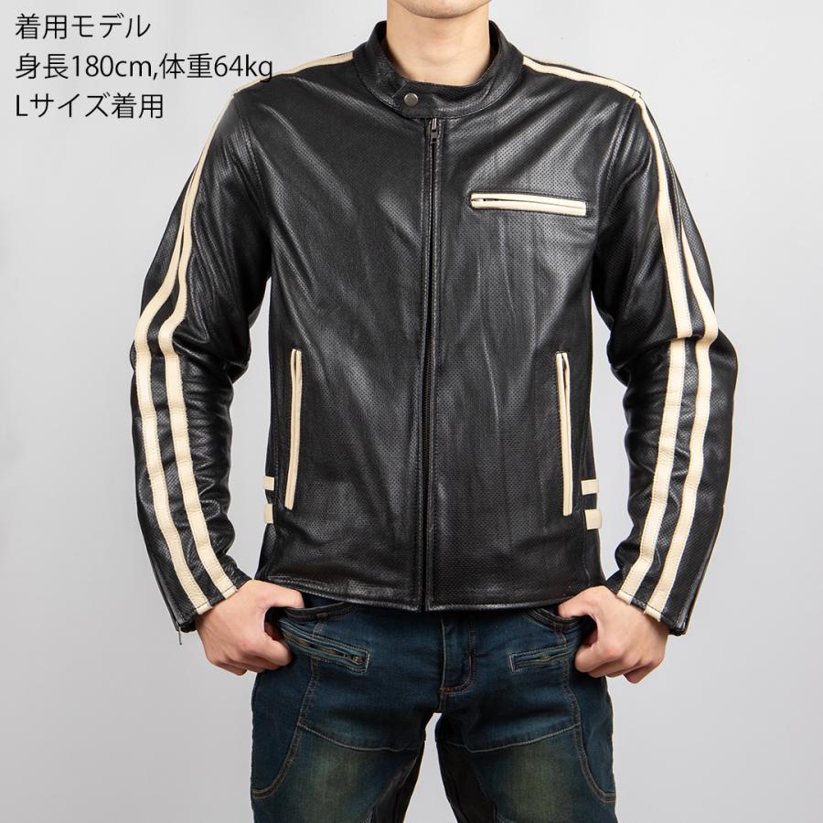 DEGNER（デグナー） メンズ メッシュ レザー ジャケット 牛革 本革