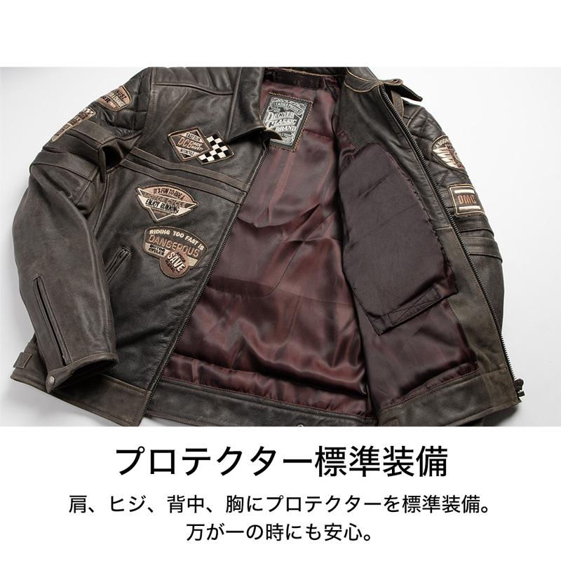 DEGNER デグナー　シングルライダース　牛革　ワッペン　ブラウン　XL DEGNER デグナー シングルライダース 牛革 ワッペン ブラウン XL