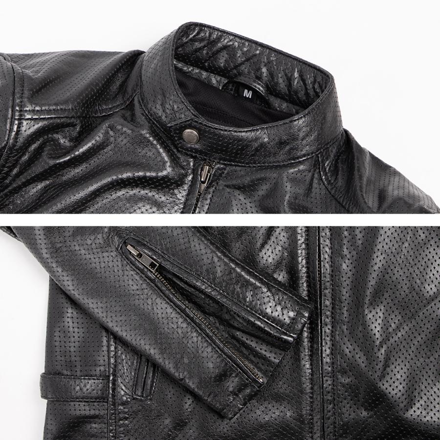 DEGNER（デグナー） メンズ メッシュ レザー ジャケット 牛革 本革