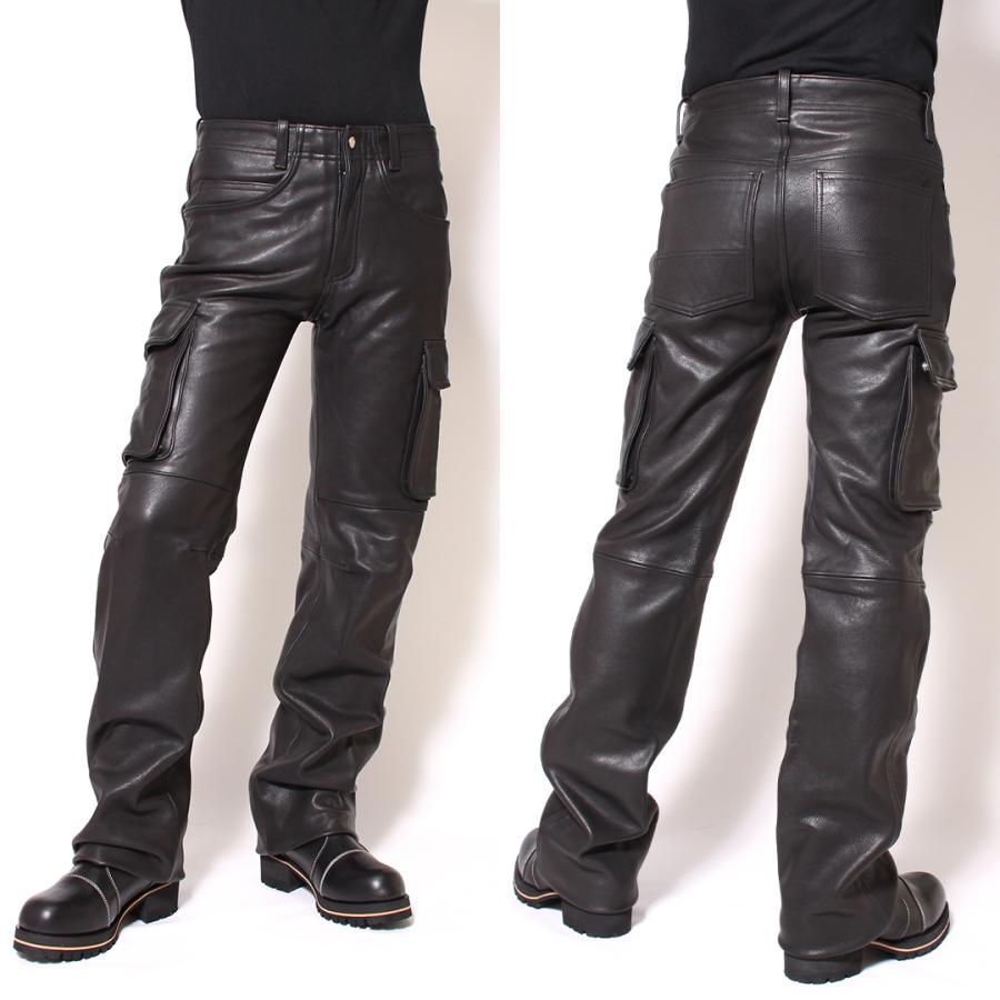 DEGNER（デグナー） レザーカーゴパンツ/LEATHER CARGO PANTS ブラック