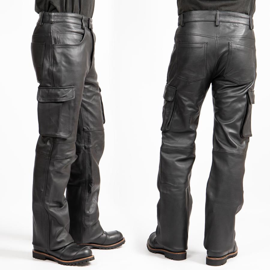 DEGNER（デグナー） レザーカーゴパンツ/LEATHER CARGO PANTS ブラック