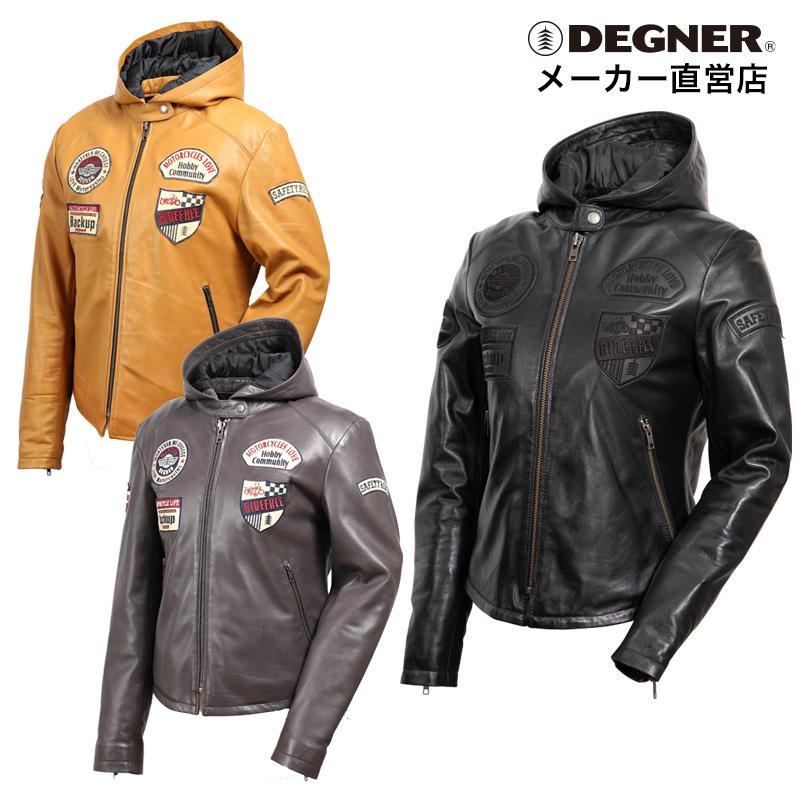 デグナー レディースレザージャケット ワッペン フーディ 羊革 本革 カジュアル プロテクター装備 DEGNER FR19WJ-20 デグナー レディースレザージャケット ワッペン フーディ 羊革 本革 カジュアル プロテクター装備 DEGNER FR19WJ-20