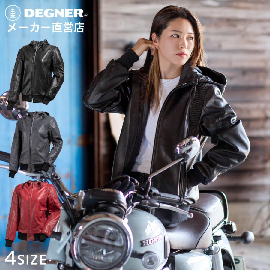 DEGNER（デグナー） レディースフード付きレザージャケット ライダース
