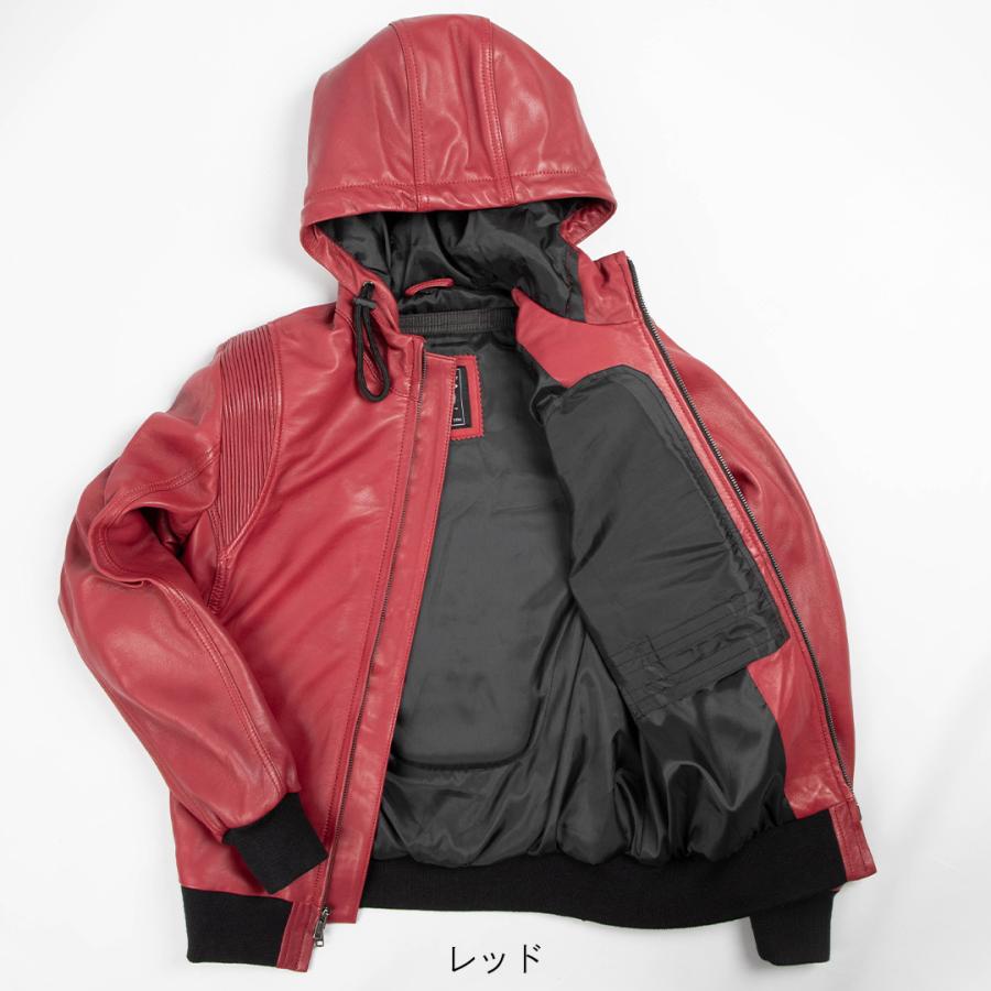 DEGNER（デグナー） レディースフード付きレザージャケット ライダース
