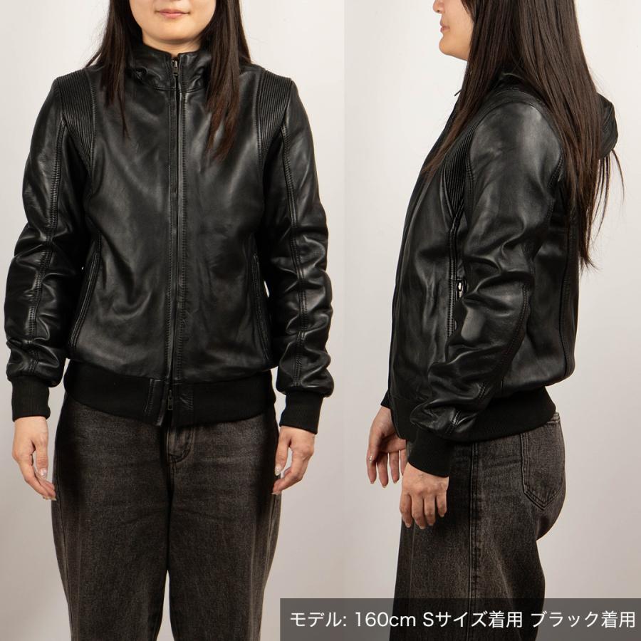 クリスまる 殿専用 DEGNER フード付きブラックレザーライダースジャケット DEGNER（デグナー） レディースフード付きレザージャケット ライダース