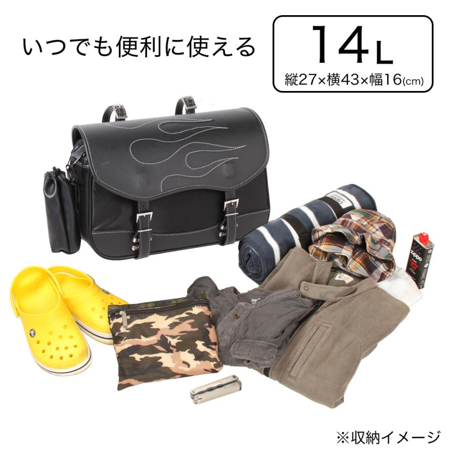 【値下げ】DEGNER デグナー　サイドバッグ　両側　ファイヤパターン バイク ウェア ナイロンサドルバッグ ファイア[NB-1F] バイク取付