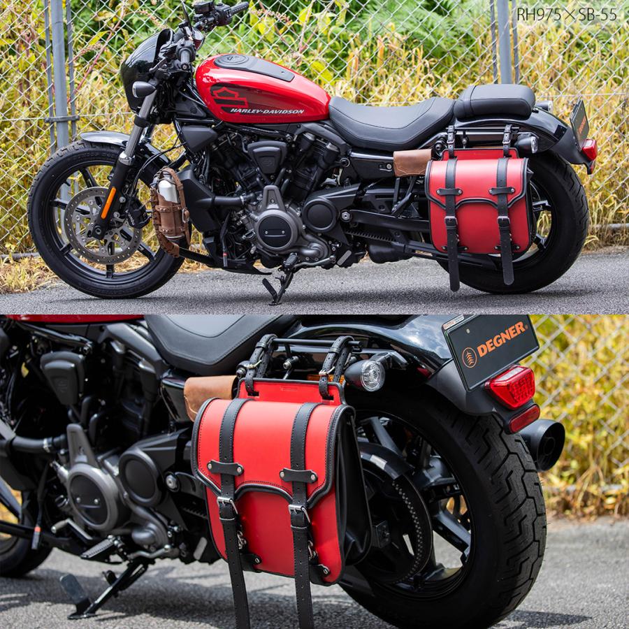 レザーサドルバッグ サイドバッ グ デグナー SB-55A ブラック バイク 本革 ウィンカー避け 牛革 黒色の画像