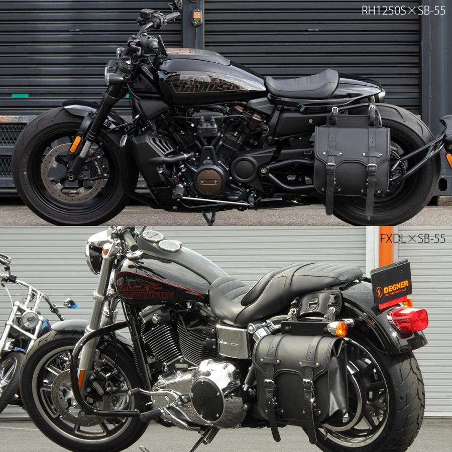 レザーサドルバッグ サイドバッ グ デグナー SB-55A ブラック バイク 本革 ウィンカー避け 牛革 黒色の画像