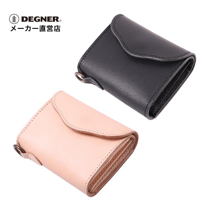 本革 牛革 三つ折り 財布 ウォレット ブラック タン W-111 : デグナー