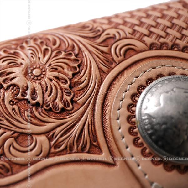 【未使用】DEGNER デグナー カービングウォレット W-75 色：タン DEGNER（デグナー） カービングレザーウォレット/CARVING LEATHER
