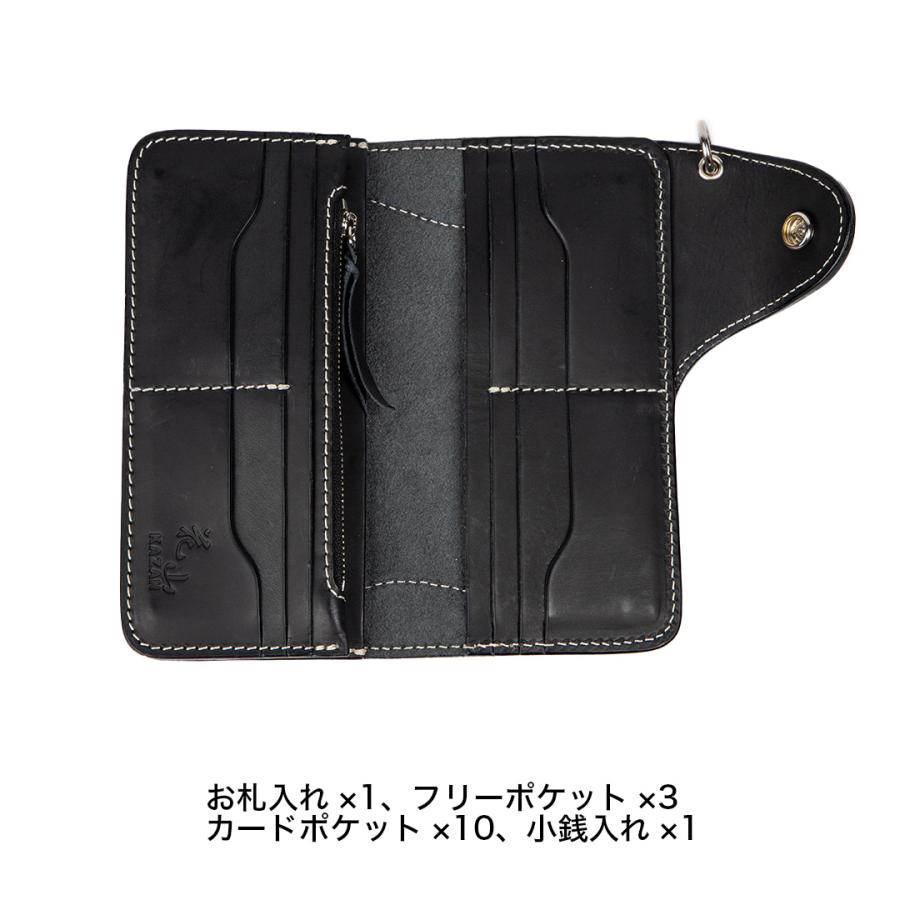 DEGNER 花山 KAZAN 本革 バイカーズウォレット ライダースウォレット 花山 花山レザーウォレット/KAZAN LEATHER WALLET（ブラック