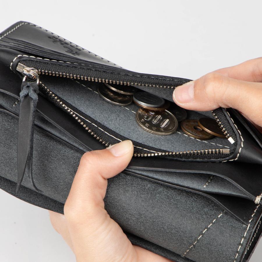 KAZAN 花山二つ折り財布 花山 花山レザーウォレット/KAZAN LEATHER WALLET（ブラック） W