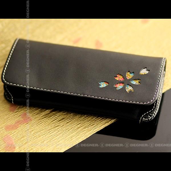 革財布 黒 レザーウォレット ブラック 財布 和柄 花山 WV-12K 都