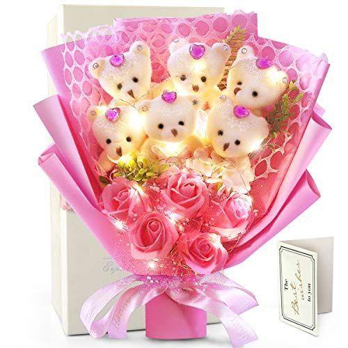 超人気の Rerxn Ledライト付き ソープフラワー 花束 ブーケ お花 ギフト くま束 プレゼント ぬいぐるみ花束 七夕造花 薇 クマ花束 バラ 期間限定送料無料 Www Aqtsolutions Com