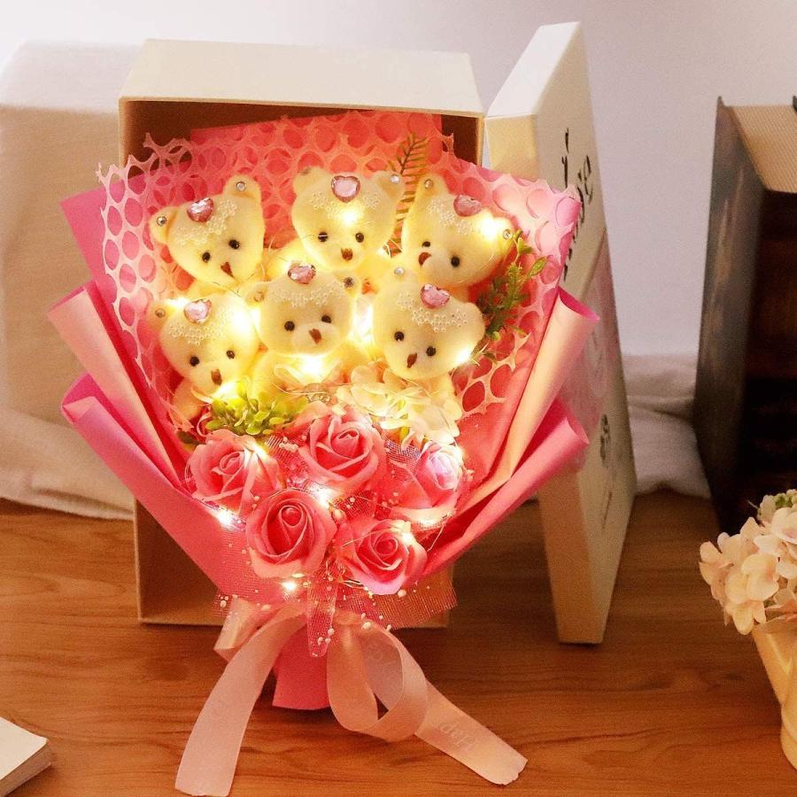 超人気の Rerxn Ledライト付き ソープフラワー 花束 ブーケ お花 ギフト くま束 プレゼント ぬいぐるみ花束 七夕造花 薇 クマ花束 バラ 期間限定送料無料 Www Aqtsolutions Com
