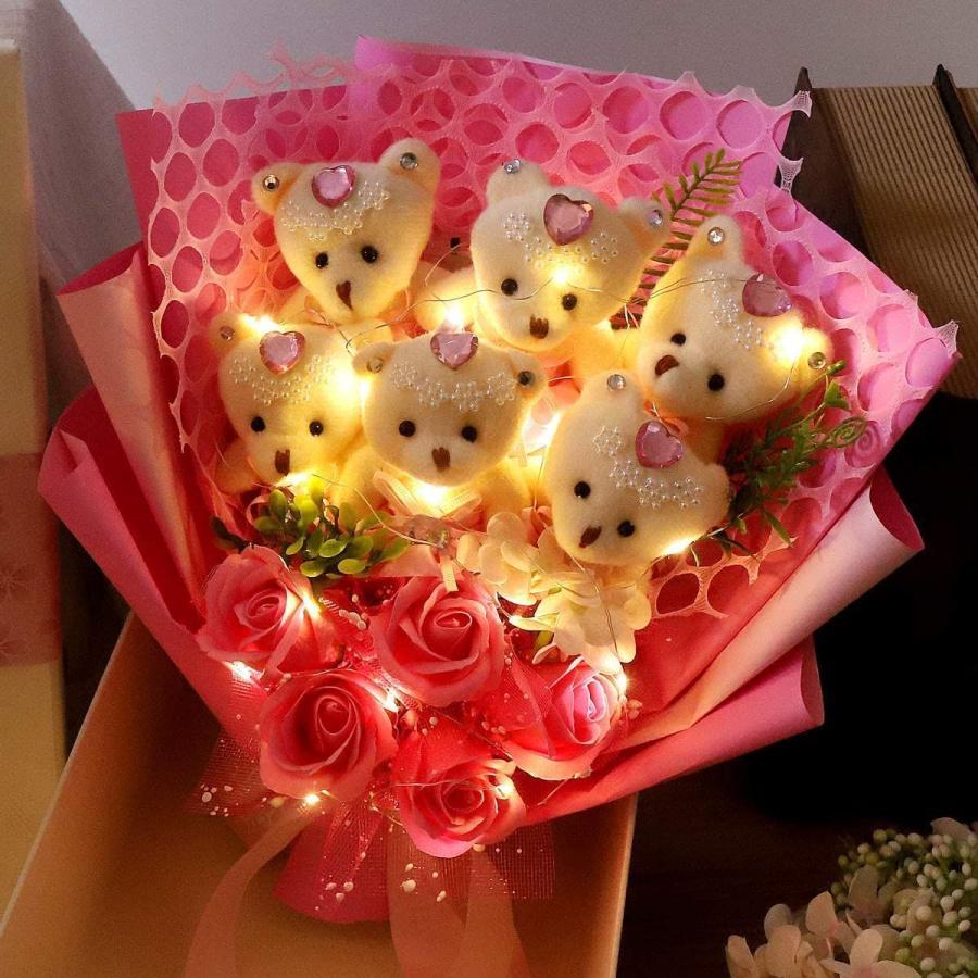 超人気の Rerxn Ledライト付き ソープフラワー 花束 ブーケ お花 ギフト くま束 プレゼント ぬいぐるみ花束 七夕造花 薇 クマ花束 バラ 期間限定送料無料 Www Aqtsolutions Com