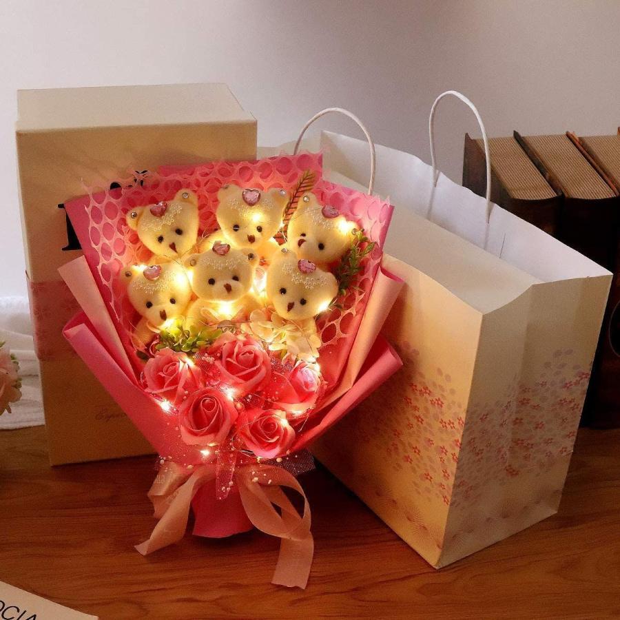 超人気の Rerxn Ledライト付き ソープフラワー 花束 ブーケ お花 ギフト くま束 プレゼント ぬいぐるみ花束 七夕造花 薇 クマ花束 バラ 期間限定送料無料 Www Aqtsolutions Com