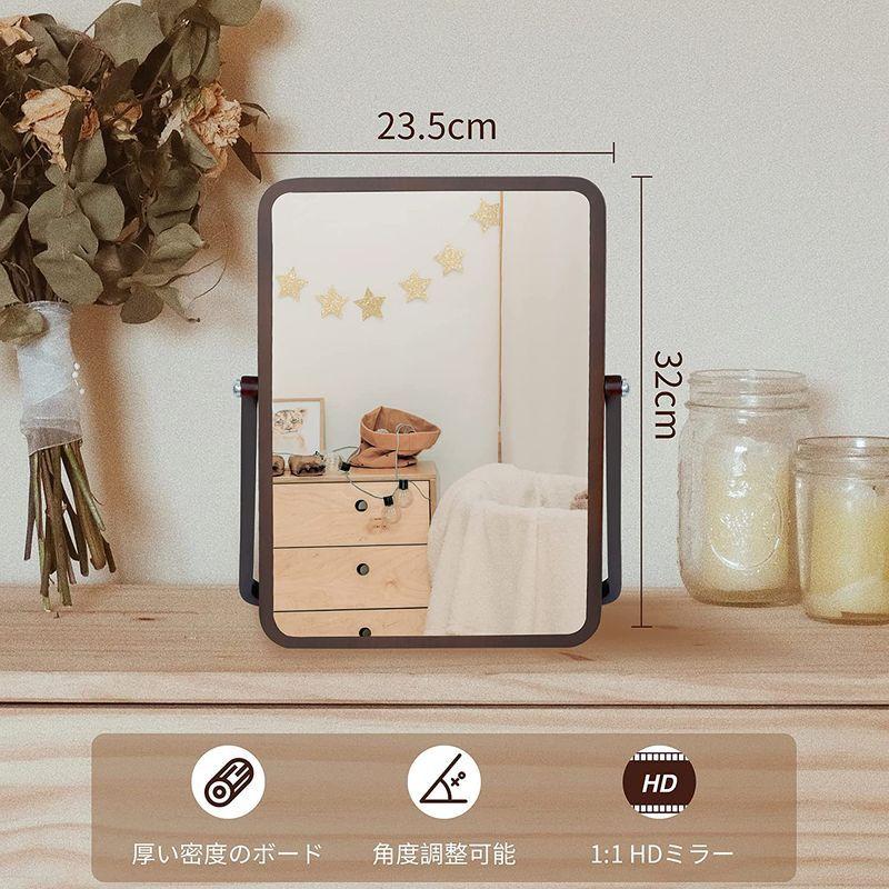 卓上ミラー 木製 卓上鏡 スタンドミラー 化粧ミラー ミラー 角度調整対応 携帯式折り畳み 360度回転 23 5 木製フレーム 32 2cm 卓上 おしゃれ