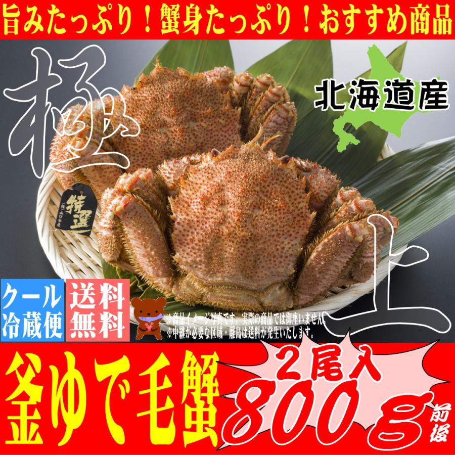 北海道産 毛ガニ 400g 2尾 800g 送料無料 未冷凍 釜あげ ボイル かに 蟹 カニ 63 以上節約